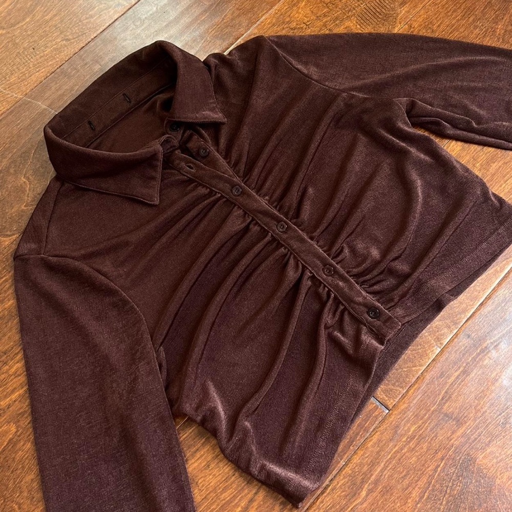 Brown Button-Up Top